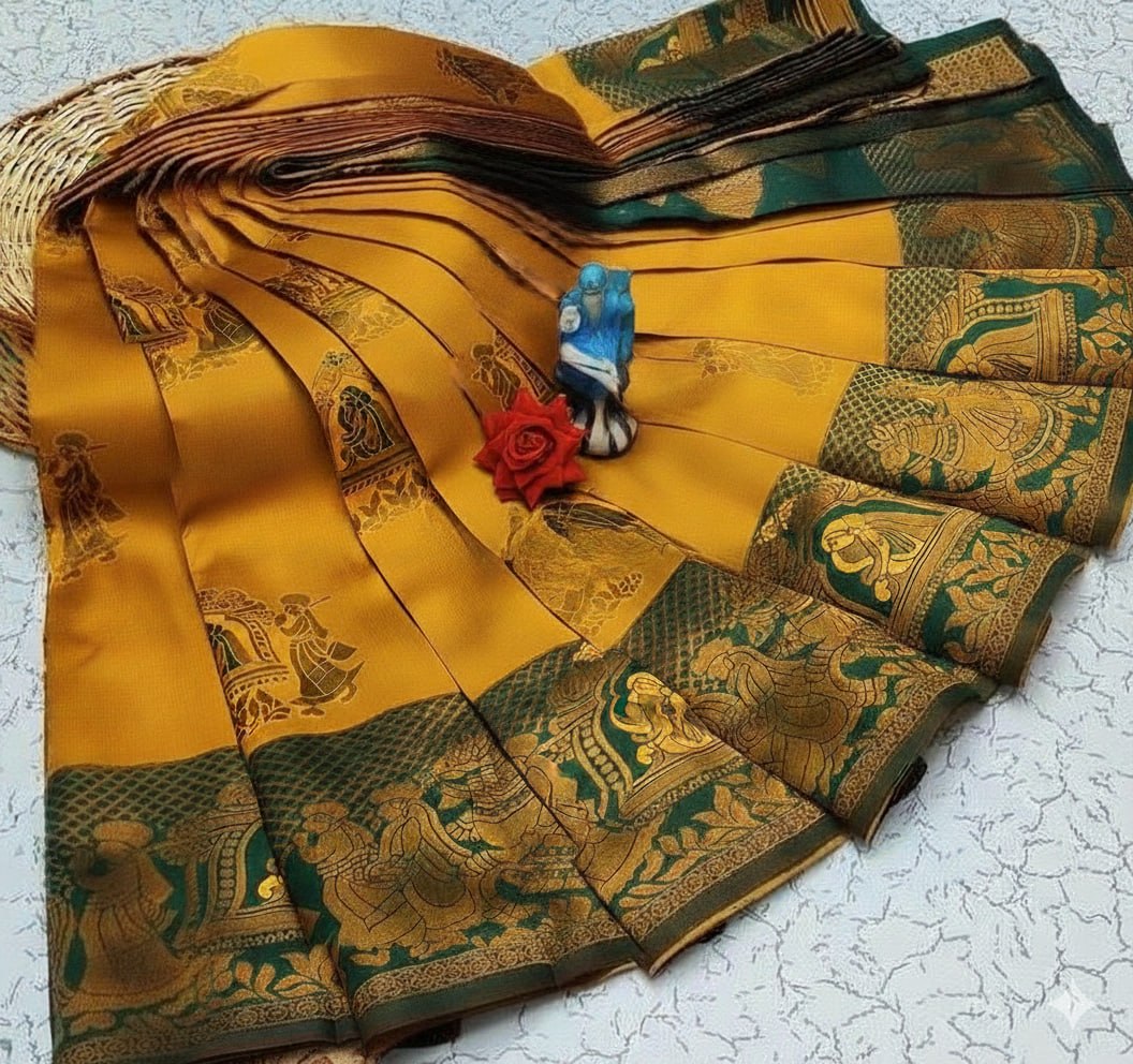 Paithani Sarees - Mustard Yellow Paithani Doli Silk Saree