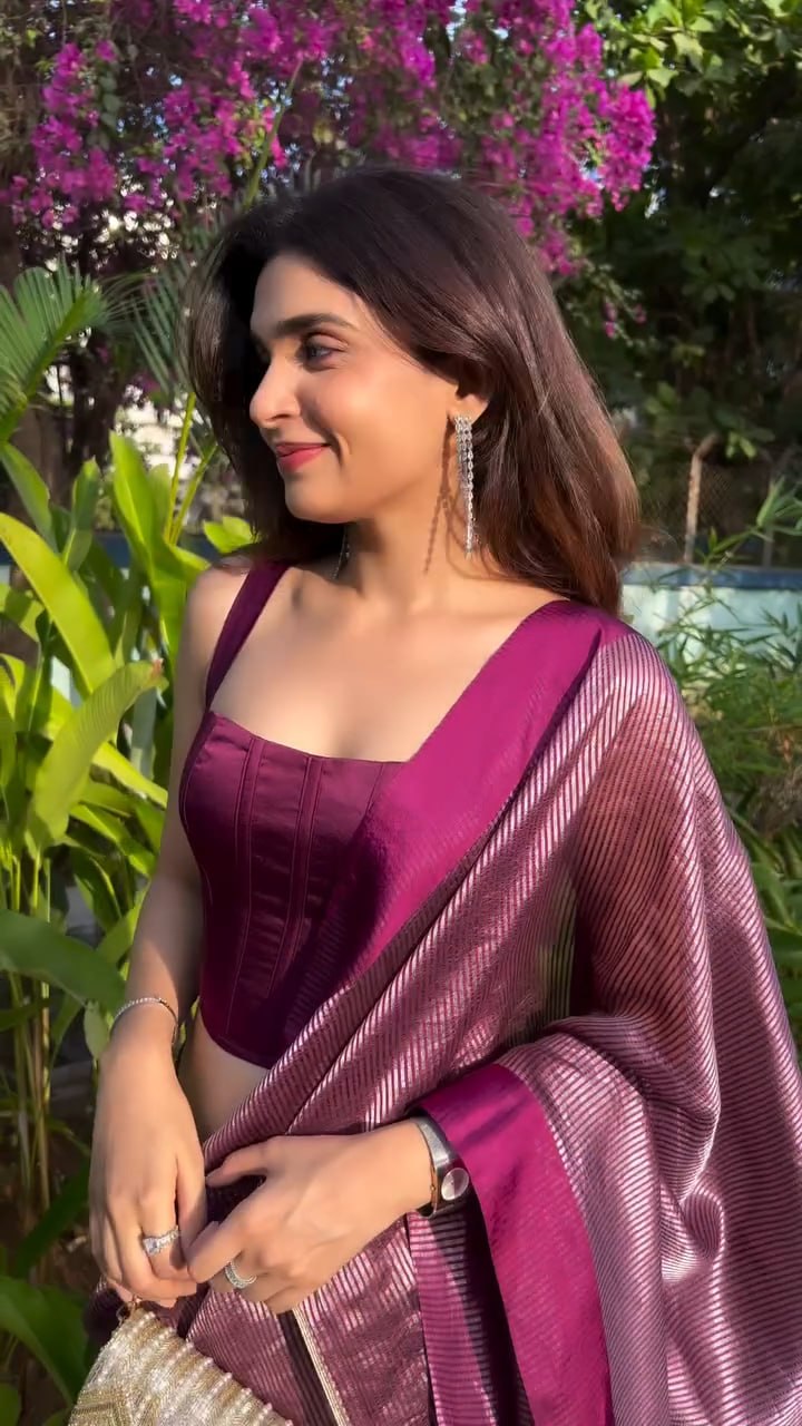 Tissue Silk Sarees - Wine Purple Tissue Silk Saree