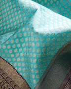 Aqua Blue & Purple Kanjivaram Style Silk Saree - view 12 of 12