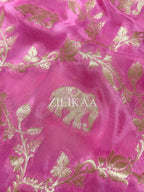 Baby Pink Elephant Banarasi Silk Saree - view 13 of 19