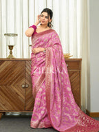 Baby Pink Elephant Banarasi Silk Saree - view 19 of 19