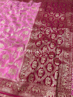Baby Pink Elephant Banarasi Silk Saree - view 7 of 19