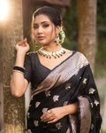 Black Banarasi Buti Silk Saree - Shivay Libas