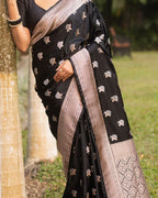 Black Banarasi Buti Silk Saree - view 5 of 5