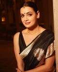 Black Banarasi Silk Saree with Zari Motifs - Shivay Libas