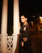 Black Banarasi Silk Saree with Zari Motifs - view 6 of 11