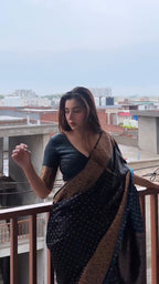 Black & Copper Border Silk Saree - view 2 of 9