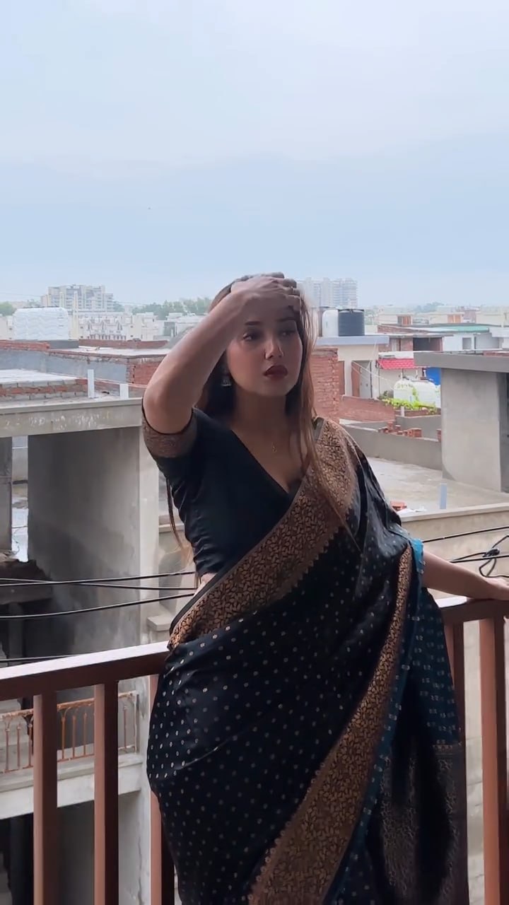 Black & Copper Border Silk Saree - view 3 of 9