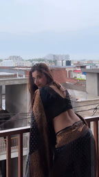 Black & Copper Border Silk Saree - view 4 of 9