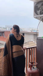 Black & Copper Border Silk Saree - view 9 of 9