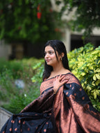 Black & Copper Zari Silk Saree - view 12 of 16