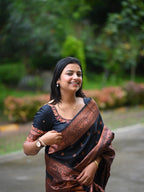 Black & Copper Zari Silk Saree - view 14 of 16