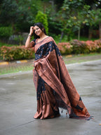 Black & Copper Zari Silk Saree - view 5 of 16