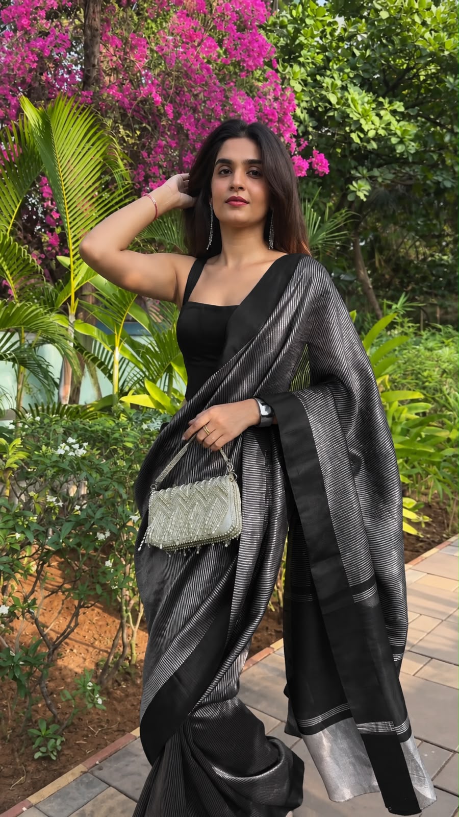 Black Zari Woven Soft Silk Saree - view 2 of 10