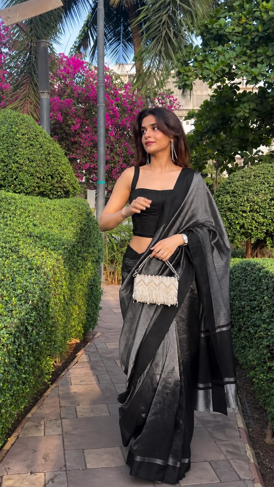 Black Zari Woven Soft Silk Saree - view 3 of 10