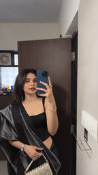 Black Zari Woven Soft Silk Saree - view 5 of 10