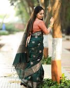 Bottle Green Banarasi Silk Saree - view 7 of 7