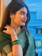 Bottle Green Banarasi Zari Silk Saree - view 13 of 14