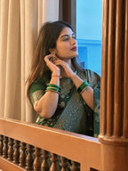 Bottle Green Banarasi Zari Silk Saree - view 2 of 14