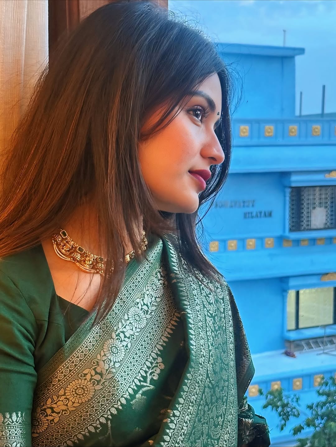 Bottle Green Banarasi Zari Silk Saree - view 8 of 14