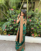 Bottle Green & Copper Silk Saree - view 5 of 5