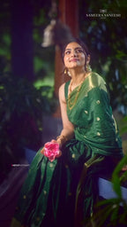 Bottle Green Zari Silk Saree - view 6 of 8