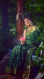 Bottle Green Zari Silk Saree - view 8 of 8