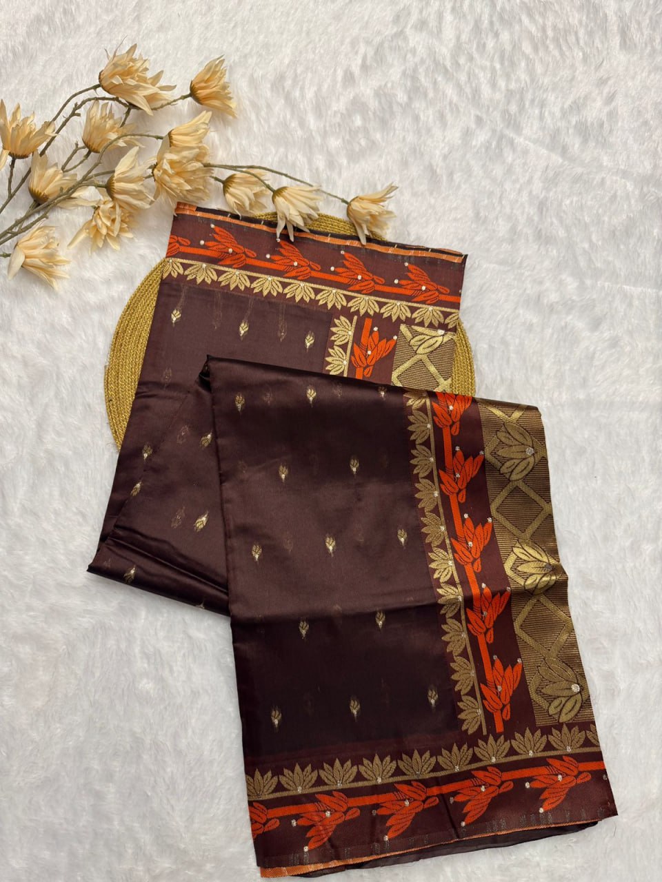 Coffee Brown Contrast Border Silk Saree - view 10 of 11