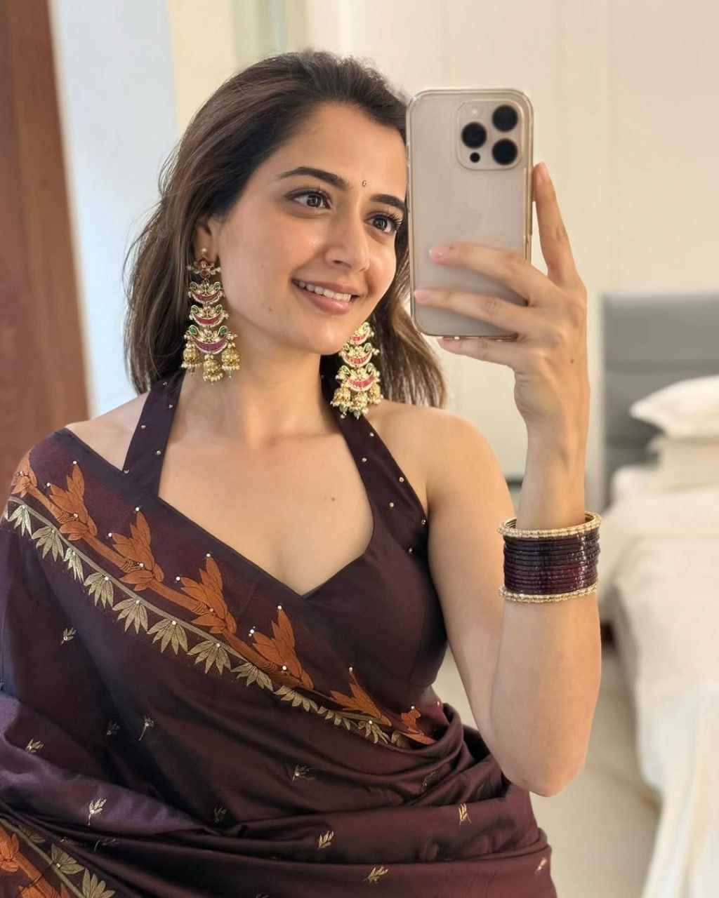 Coffee Brown Contrast Border Silk Saree - view 2 of 11