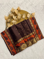 Coffee Brown Contrast Border Silk Saree - view 9 of 11