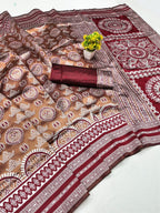 Coffee Brown Mandala Weave Silk Saree - view 2 of 2