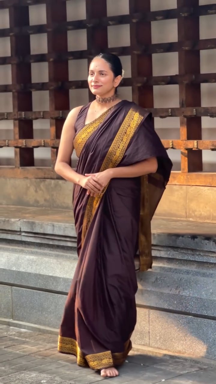 Coffee Brown Zari Border Silk Saree - view 3 of 7