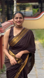 Coffee Brown Zari Border Silk Saree - view 7 of 7