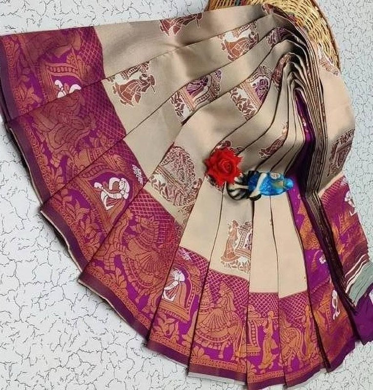 Cream & Magenta Paithani Doli Silk Saree - view 2 of 5