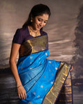 Firozi Blue Kanjivaram Style Silk Saree - Shivay Libas