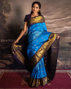Firozi Blue Kanjivaram Style Silk Saree - view 2 of 6