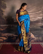Firozi Blue Kanjivaram Style Silk Saree - view 4 of 6