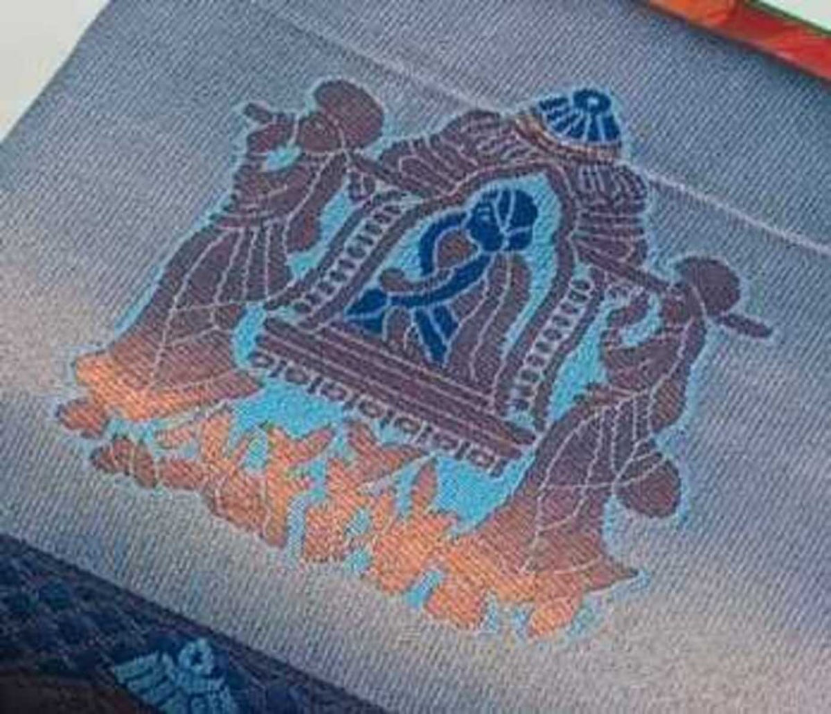 Grey Blue & Navy Paithani Doli Silk Saree - view 5 of 6