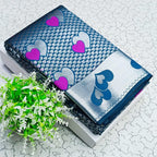 Grey Heart Motif Jacquard Silk Saree - view 2 of 4