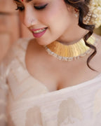 Ivory White Zari Silk Saree - view 4 of 7