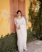 Ivory White Zari Silk Saree - view 5 of 7