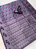 Lavender Heart Motif Jacquard Silk Saree - Shivay Libas