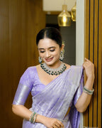 Lavender Kanjivaram Style Silk Saree - view 2 of 10