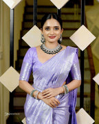 Lavender Kanjivaram Style Silk Saree - view 3 of 10