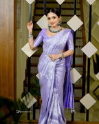 Lavender Kanjivaram Style Silk Saree - view 4 of 10