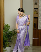 Lavender Kanjivaram Style Silk Saree - view 5 of 10