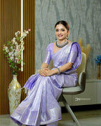 Lavender Kanjivaram Style Silk Saree - view 7 of 10