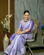 Lavender Kanjivaram Style Silk Saree - view 8 of 10