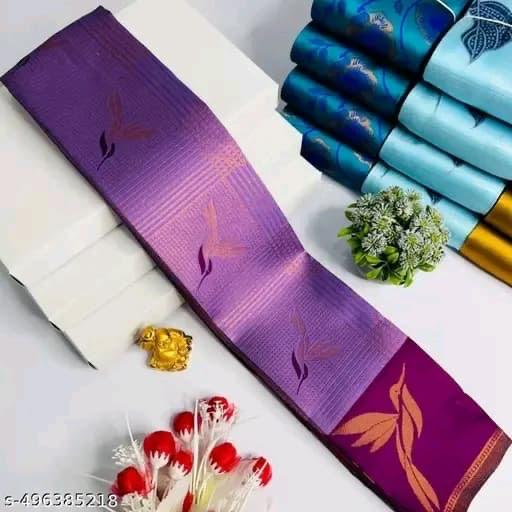 Lavender & Purple Leaf Motif Soft Silk Saree - Shivay Libas