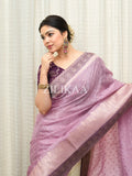Lavender Tissue Silk Saree - Shivay Libas